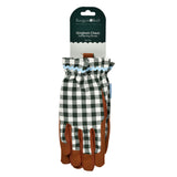 Collector range women's gardening gloves, heritage green check, by Burgon & Ball