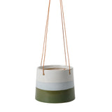 Collector Hanging Indoor Plant Pot, Blue/Green stripe, 12.5cm diameter, by Burgon & ball