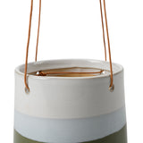 Collector Hanging Indoor Plant Pot, Blue/Green stripe, 12.5cm diameter, by Burgon & ball