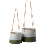 Collector Hanging Indoor Plant Pot, Blue/Green stripe, 9.5cm diameter, by Burgon & Ball