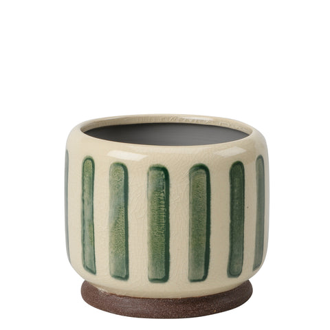 Collector Glazed Pot, Green Stripe, 10cm, by Burgon & Ball