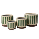 Collector Glazed Pot, Green Stripe, 13cm, by Burgon & Ball