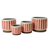 Collector Glazed Pot, Red Stripe, 13cm, by Burgon & Ball