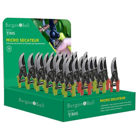 Countertop Display Unit, RHS-endorsed Micro Secateur, by Burgon & Ball