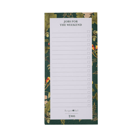 RHS Gifts for Gardeners 'Woodland Wonders' Magnetic List Pad by Burgon & Ball