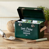 Seed packet storage tin with leather handles by Burgon & Ball - frog