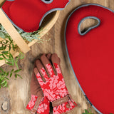'Love The Glove' Oak Leaf ladies' gardening glove in Poppy, size Small/Medium, by Burgon & Ball