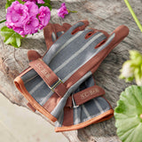 Sophie Conran for Burgon & Ball gardening gloves, grey ticking stripe